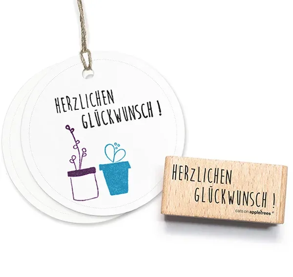 Cats on appletrees Stempel Herzlichen Glückwunsch 