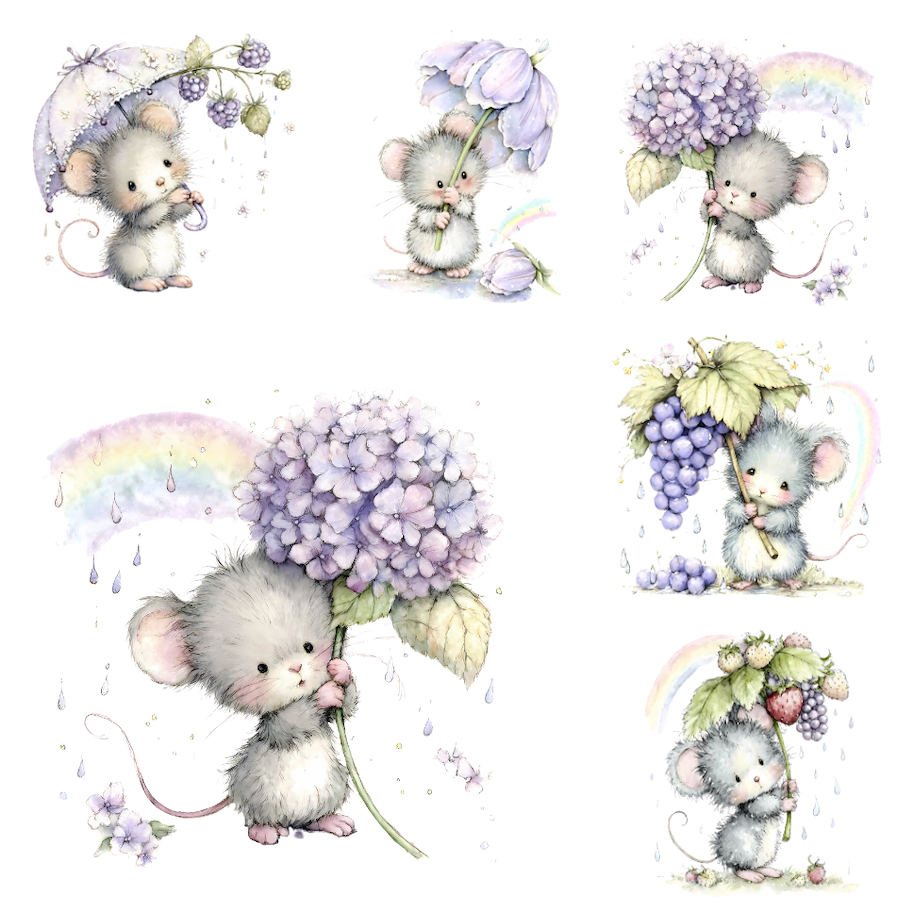 Lilly-Art Designpapier  Little Lila Mouse 