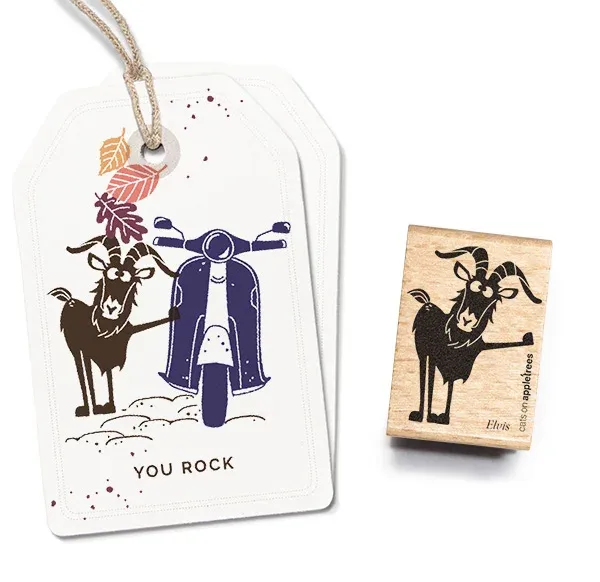 Cats on appletrees Stempel Bergziege Elvis