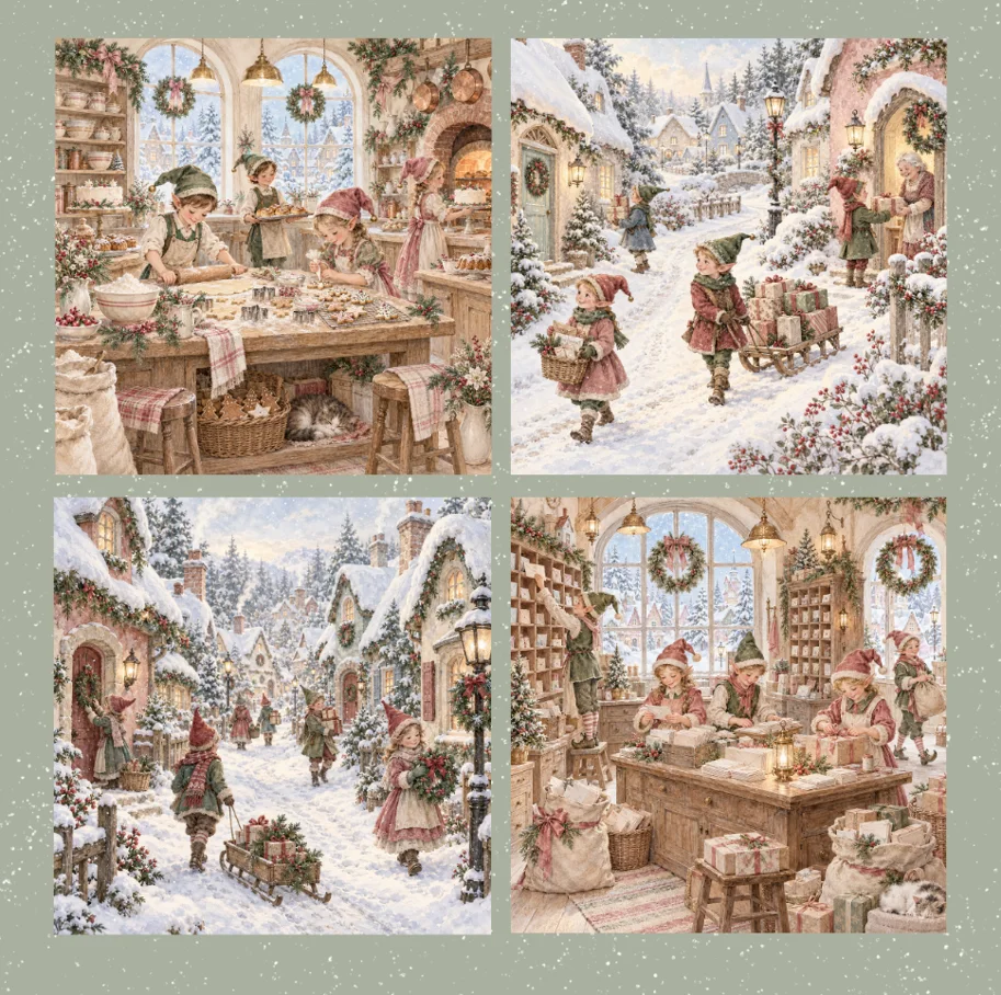 Lilly-Art Designpapier Merry Elf Christmas, 30.5 cm x 30.5 cm 